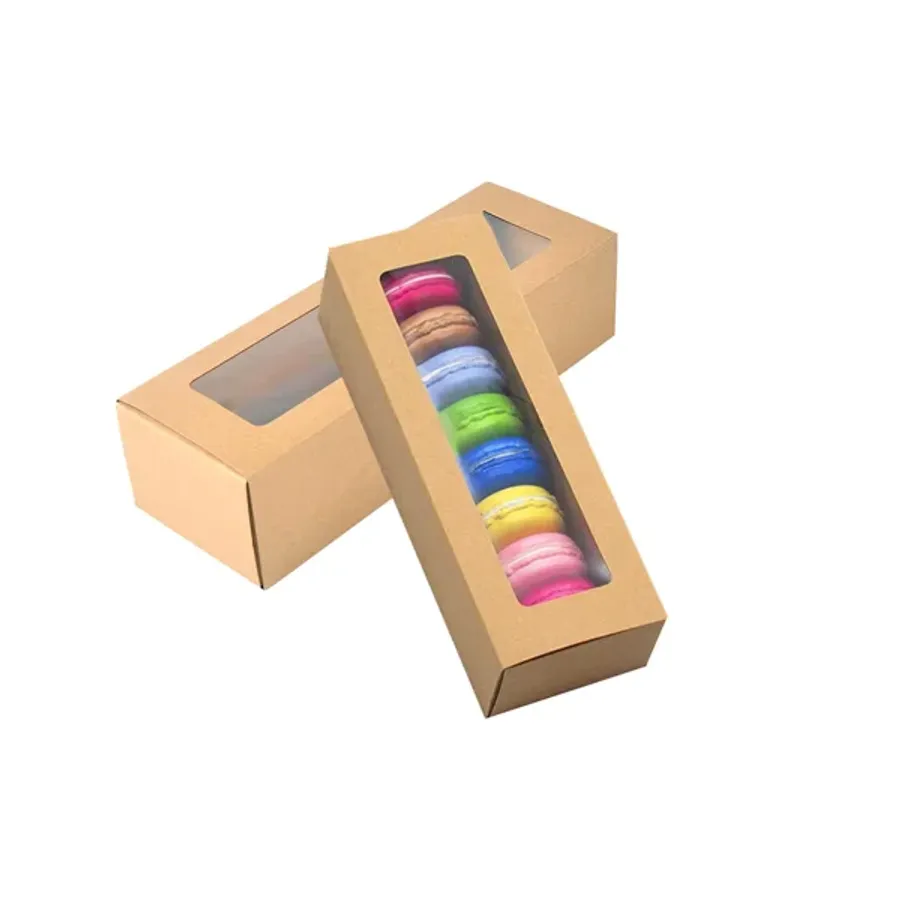 Kraft Macaron Boxes printed with a custom design